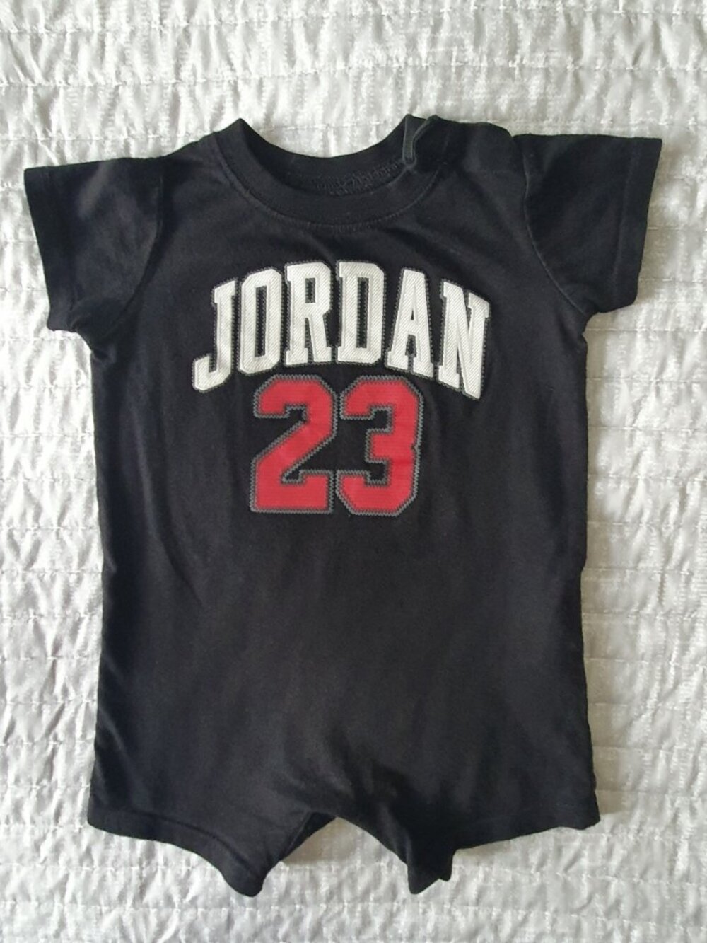 Jordan Baby Boy Short Sleeve Black Romper - Size 0-6 Months